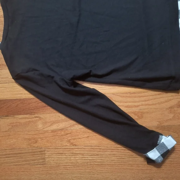 3/$10⭐ NWT La Mode Shirt W/Plaid Faux Shirttail,Cuffs, Women's XL, Black/White - Picture 12 of 13